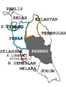 Map of Pahang, Malaysia