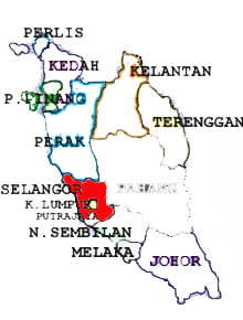 Map of Selangor, Malaysia