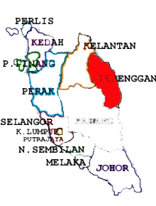 Map of Terengganu, Malaysia